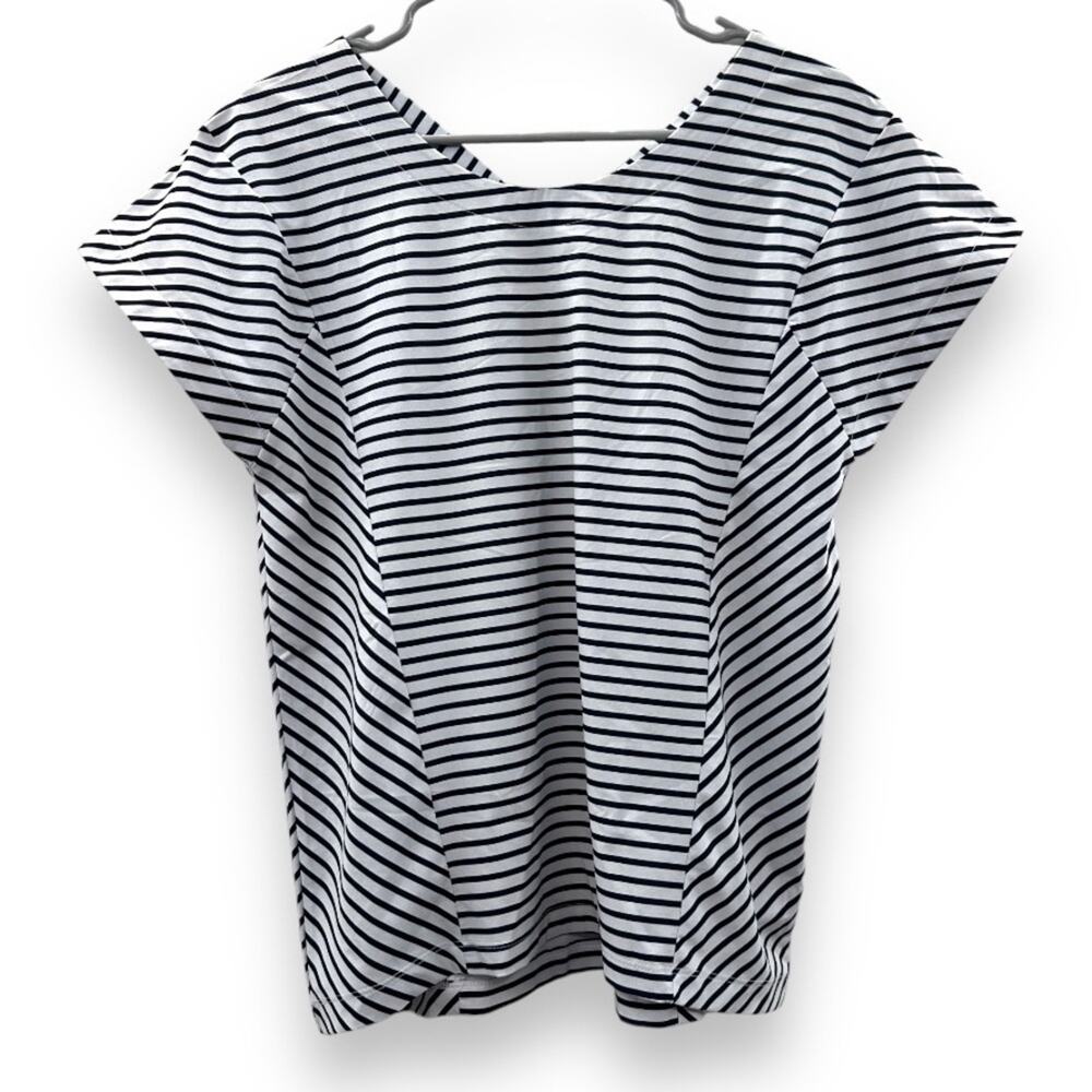 Helly Hansen Black & White Striped Short Sleeve Strappy Back Top Size‎ M
